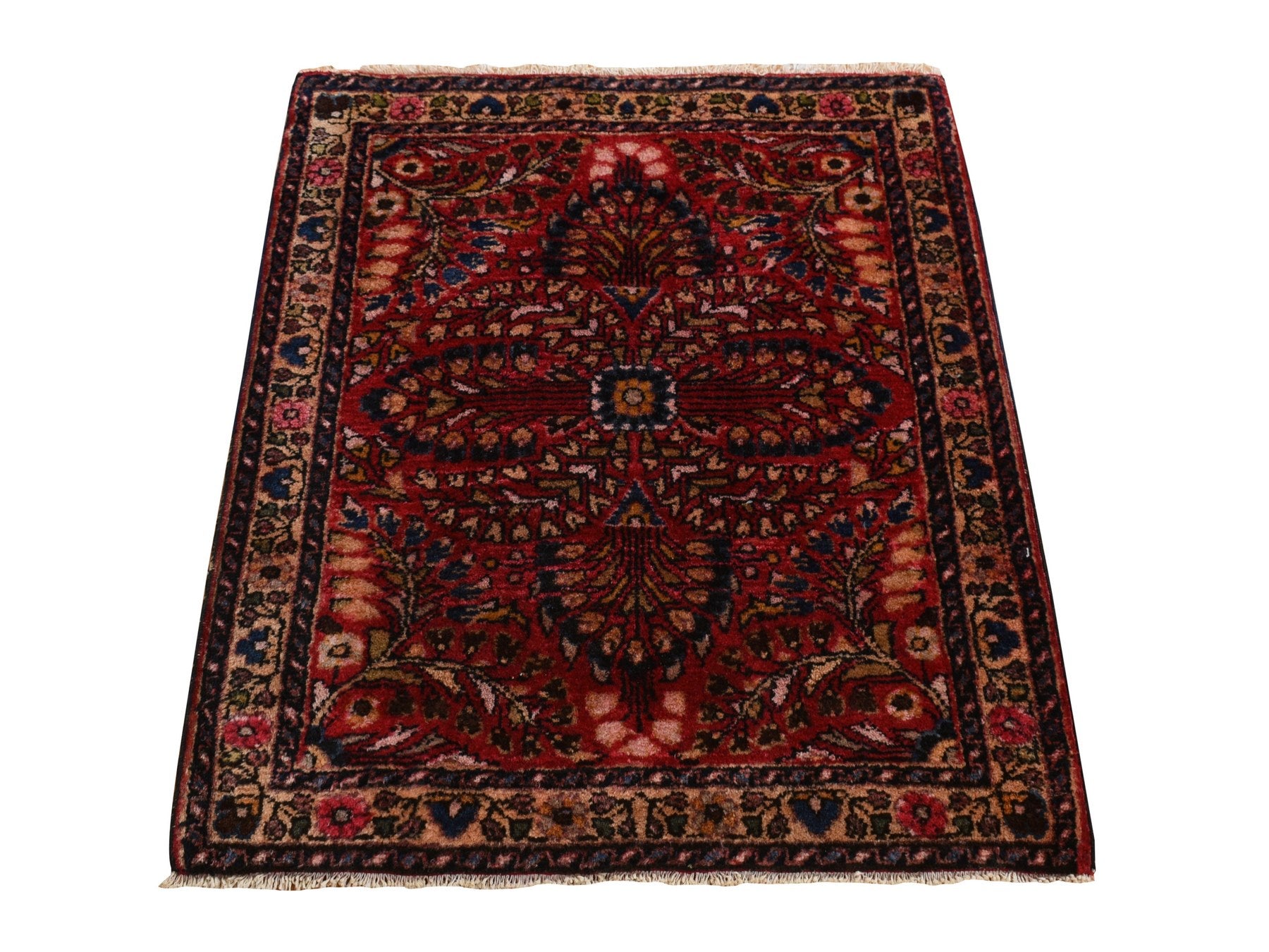 Sarouk Antique hand-knotted wool rug in Red, 2'0" x 2'6", SKU O078187