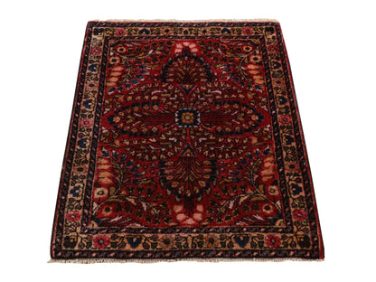 Red 2'0" x 2'6" Antique Hand knotted Wool Rug - Sku: O078187