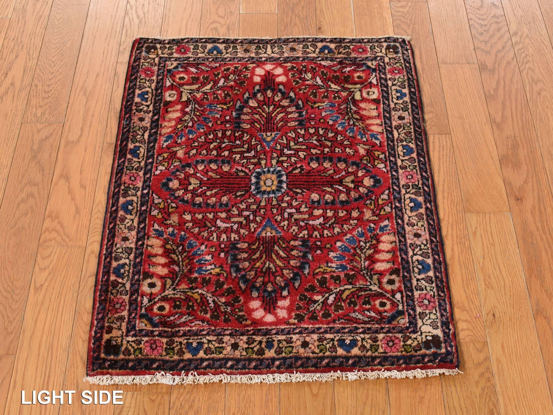 Sarouk Antique hand-knotted wool rug in Red, 2'0" x 2'6", SKU O078187