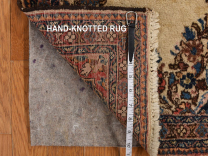 Ivory 2'0" x 4'0" Antique Hand knotted Wool Rug - Sku: O078193