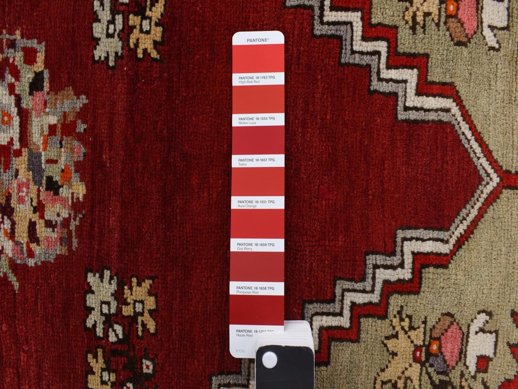 Antique hand-knotted wool rug in Red, 3'10" x 5'4", SKU O078203