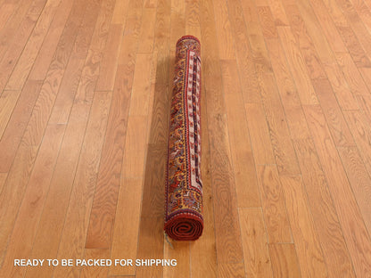 Red 3'10" x 5'4" Antique Hand knotted Wool Rug - Sku: O078203