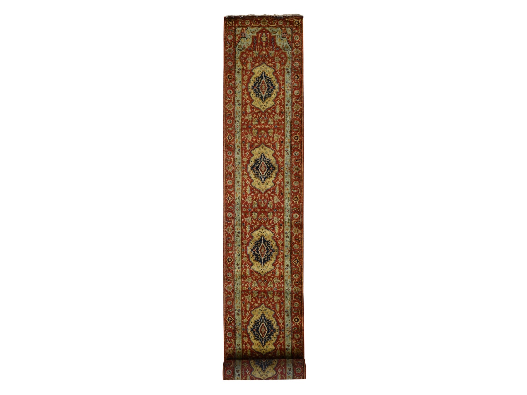 Heriz Traditional hand-knotted wool runner in Red, 2'7" x 17'7", SKU O078209