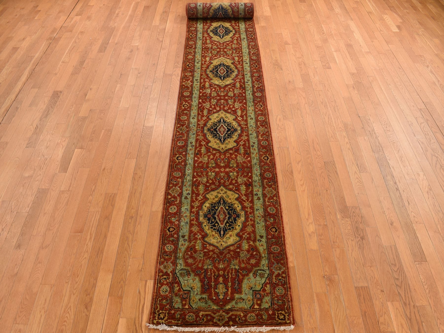 Heriz Traditional hand-knotted wool runner in Red, 2'7" x 17'7", SKU O078209