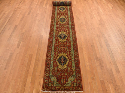 Red 2'7" x 17'7" Traditional Hand knotted Wool Rug - Sku: O078209