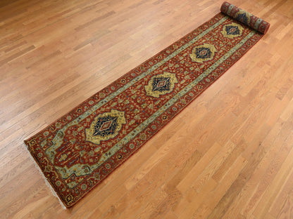Red 2'7" x 17'7" Traditional Hand knotted Wool Rug - Sku: O078209