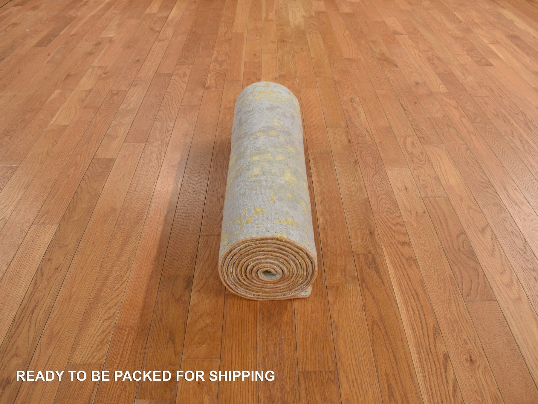 Modern / Contemporary hand-knotted wool runner in Beige, 2'7" x 11'9", SKU O078210