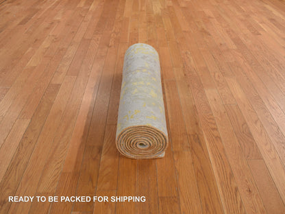 Modern / Contemporary hand-knotted wool runner in Beige, 2'7" x 11'9", SKU O078210