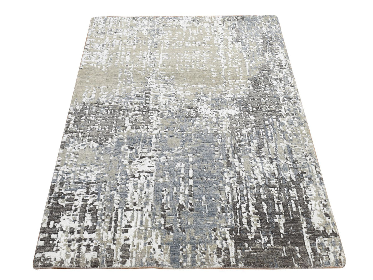 Modern / Contemporary hand-knotted wool rug in Blue, 3'0" x 5'0", SKU O078220