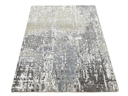 Modern / Contemporary hand-knotted wool rug in Blue, 3'0" x 5'0", SKU O078220