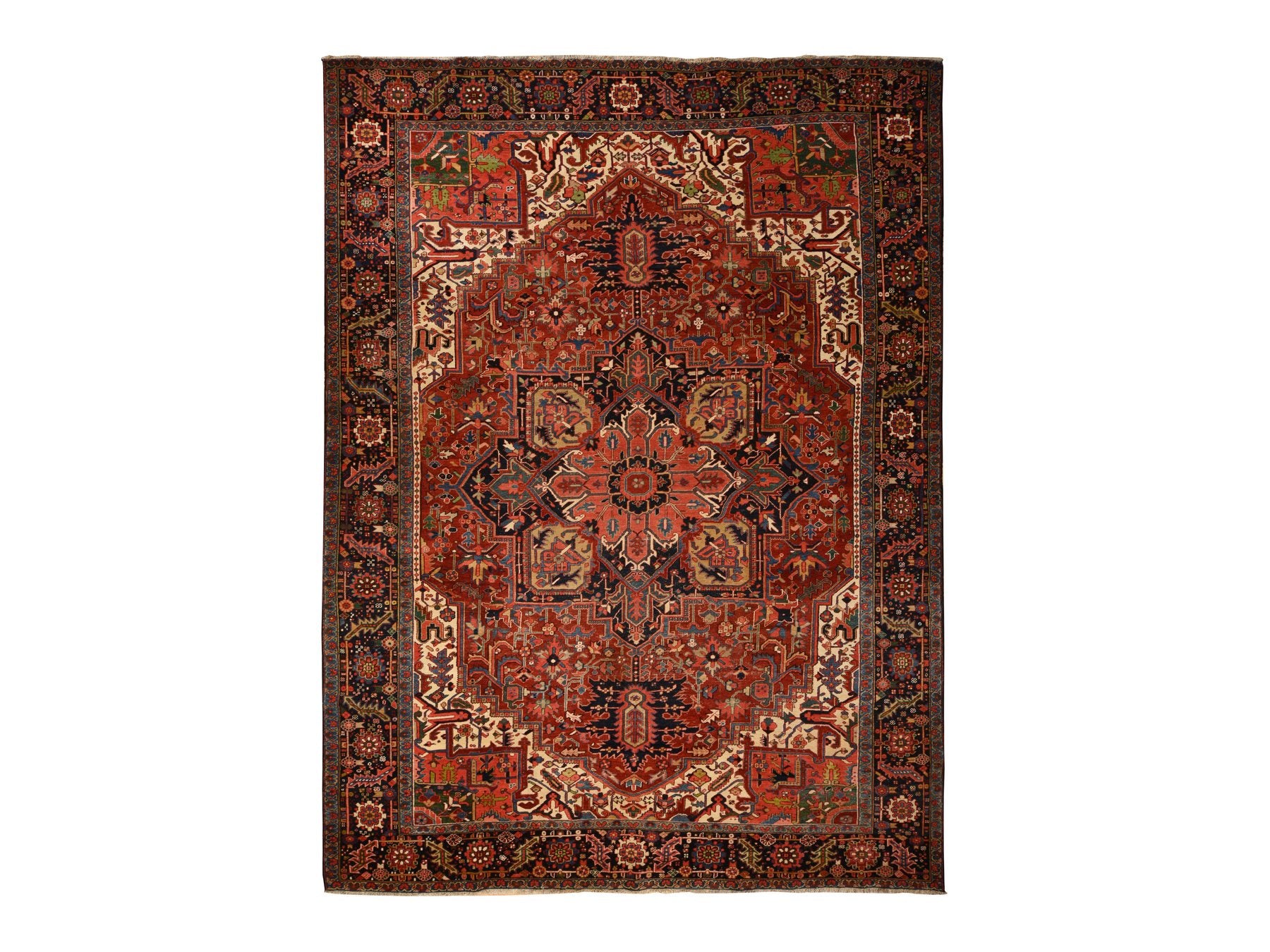 Heriz Antique hand-knotted wool rug in Red, 11'0" x 14'7", SKU O078226