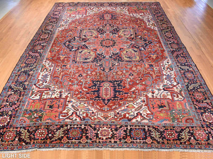Red 11'0" x 14'7" Antique Hand knotted Wool Rug - Sku: O078226