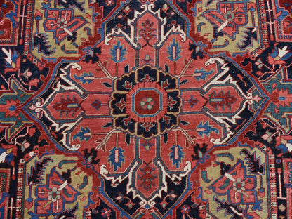 Red 11'0" x 14'7" Antique Hand knotted Wool Rug - Sku: O078226