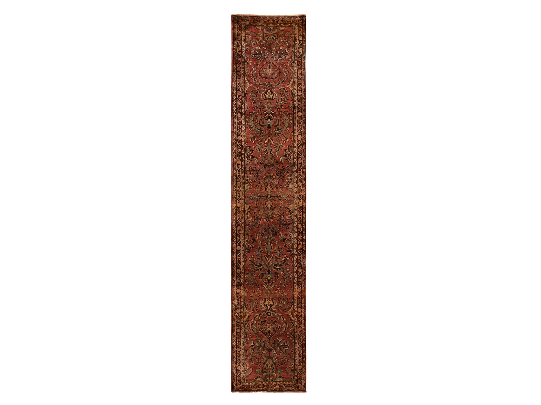 Sarouk Persian hand-knotted wool runner in Purple, 2'7" x 13'4", SKU O078231