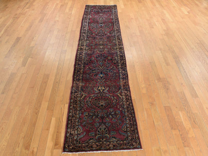 Purple 2'7" x 13'4" Persian Hand knotted Wool Rug - Sku: O078231