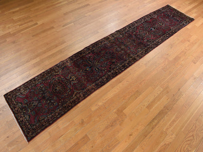 Purple 2'7" x 13'4" Persian Hand knotted Wool Rug - Sku: O078231