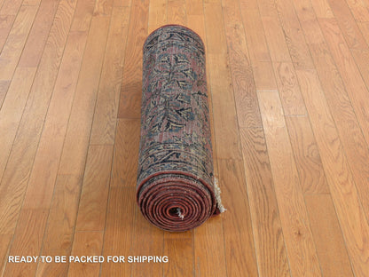 Purple 2'7" x 13'4" Persian Hand knotted Wool Rug - Sku: O078231