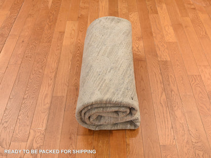Grey 8'1" x 8'1" Modern / Contemporary Hand knotted Wool Rug - Sku: O078237