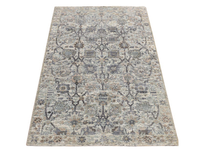 Ivory 3'0" x 5'2" Transitional Hand knotted Wool/Silk Rug - Sku: O078244