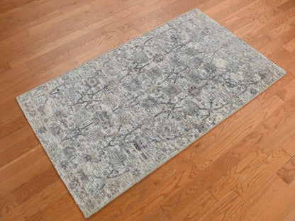 Ivory 3'0" x 5'2" Transitional Hand knotted Wool/Silk Rug - Sku: O078244