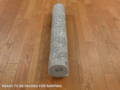 Ivory 3'0" x 5'2" Transitional Hand knotted Wool/Silk Rug - Sku: O078244