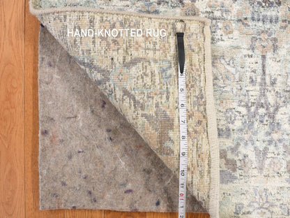 Ivory 3'0" x 5'2" Transitional Hand knotted Wool/Silk Rug - Sku: O078244