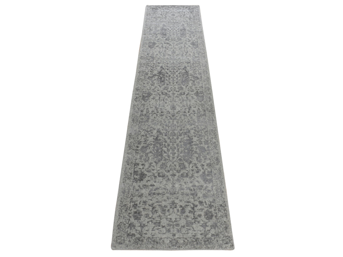 Hand Loomed hand-knotted wool/silk runner in Gray, 2'5" x 12'0", SKU O078245