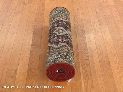 Red 2'7" x 12'0" Traditional Hand knotted Wool Rug - Sku: O078247