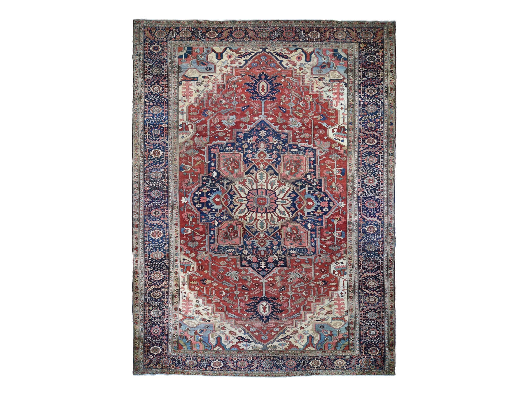 Heriz Antique hand-knotted wool rug in Red, 12'1" x 19'2", SKU O078261