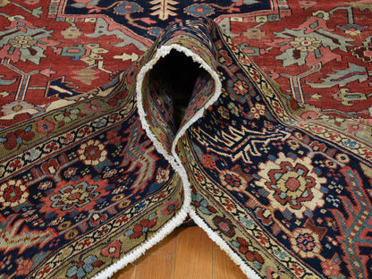 Red 12'1" x 19'2" Antique Hand knotted Wool Rug - Sku: O078261