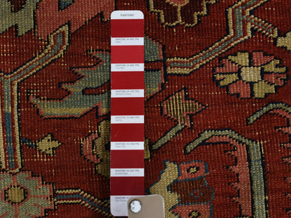 Red 12'1" x 19'2" Antique Hand knotted Wool Rug - Sku: O078261