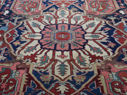 Red 12'1" x 19'2" Antique Hand knotted Wool Rug - Sku: O078261