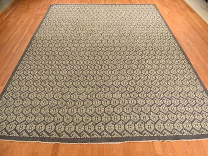 Grey 11'8" x 15'0" Oushak And Peshawar Hand knotted Wool Rug - Sku: O078262