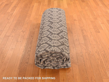 Grey 11'8" x 15'0" Oushak And Peshawar Hand knotted Wool Rug - Sku: O078262