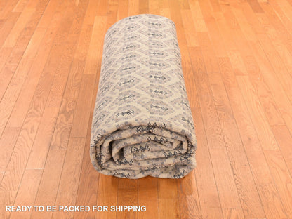 Ivory 11'8" x 14'9" Oushak And Peshawar Hand knotted Wool Rug - Sku: O078264