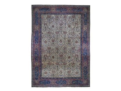 Ivory 13'5" x 19'8" Antique Hand knotted Wool Rug - Sku: O078265