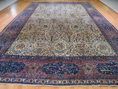Ivory 13'5" x 19'8" Antique Hand knotted Wool Rug - Sku: O078265