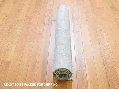 Grey 3'2" x 5'1" Transitional Hand knotted Wool/Silk Rug - Sku: O078268