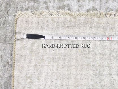 Grey 3'2" x 5'1" Transitional Hand knotted Wool/Silk Rug - Sku: O078268