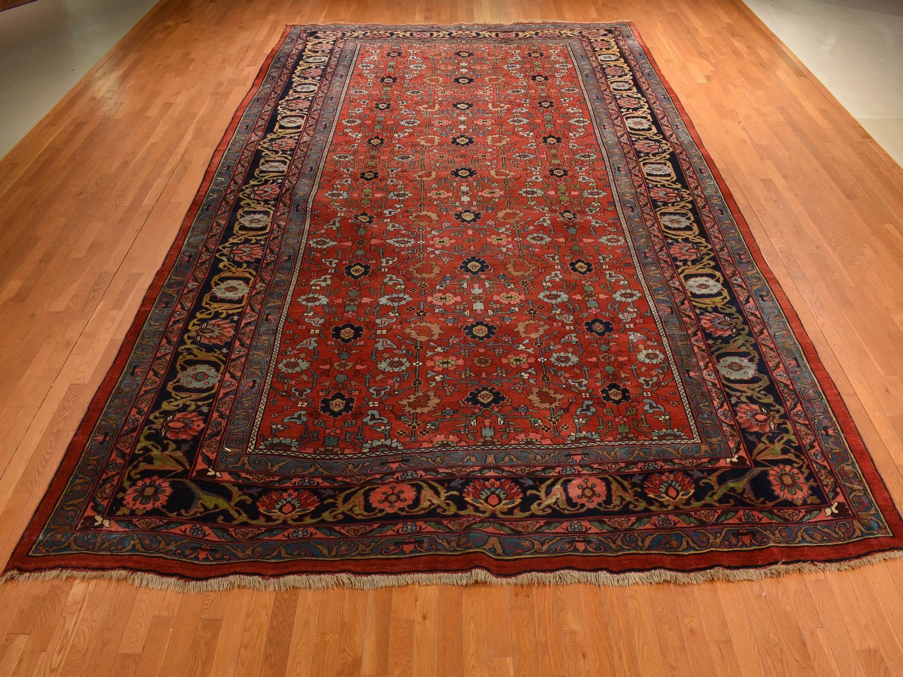 Bijar Antique hand-knotted wool rug in Red, 11'2" x 18'5", SKU O078275