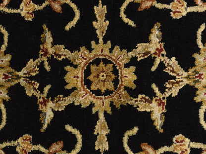 Rajasthan Traditional hand-knotted wool/silk rug in Black, 4'2" x 4'2", SKU O078281