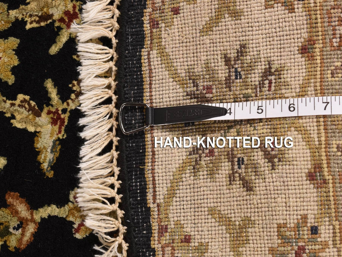 Rajasthan Traditional hand-knotted wool/silk rug in Black, 4'2" x 4'2", SKU O078281