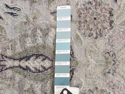 Grey 3'0" x 11'10" Wool and Silk Hand knotted Wool/Silk Rug - Sku: O078282
