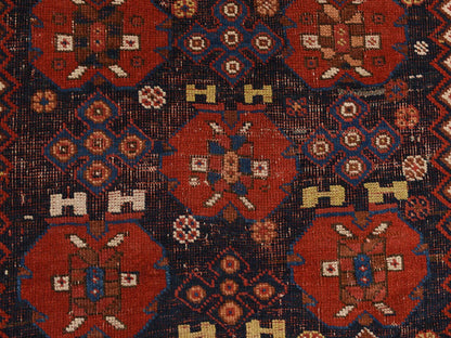Red 4'1" x 5'0" Antique Hand knotted Wool Rug - Sku: O078283