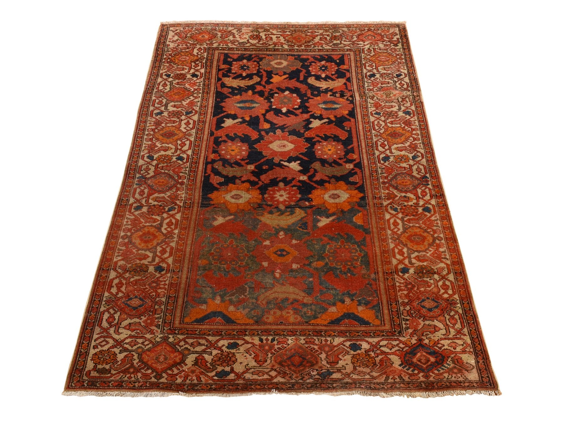 Antique hand-knotted wool rug in Orange, 4'0" x 6'2", SKU O078284