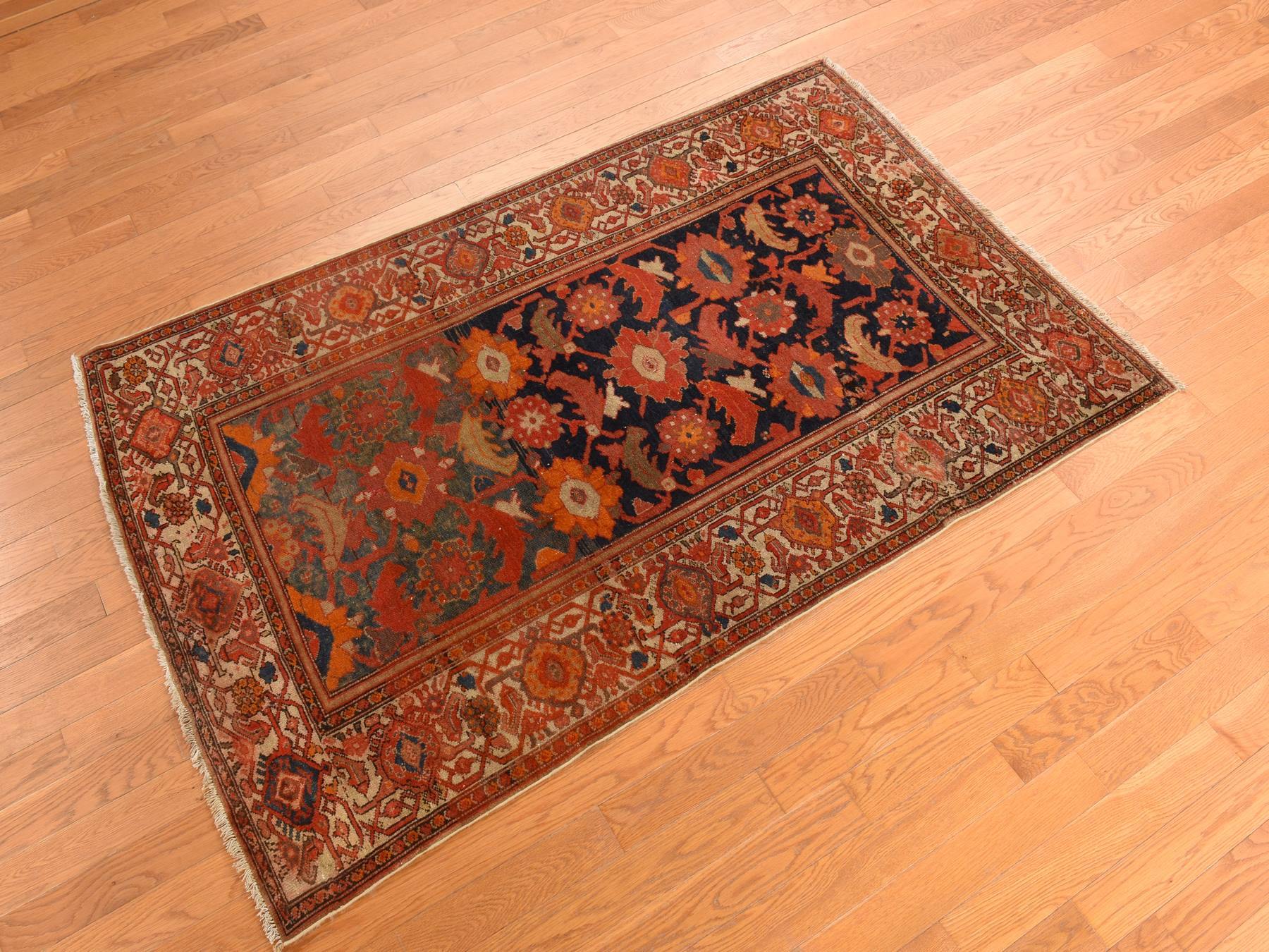 Antique hand-knotted wool rug in Orange, 4'0" x 6'2", SKU O078284