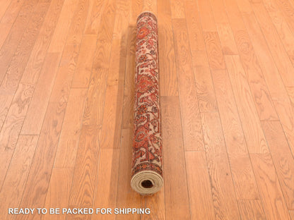 Orange 4'0" x 6'2" Antique Hand knotted Wool Rug - Sku: O078284
