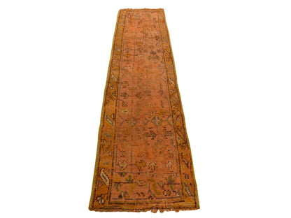 Orange 2'1" x 8'3" Antique Hand knotted Wool Rug - Sku: O078285