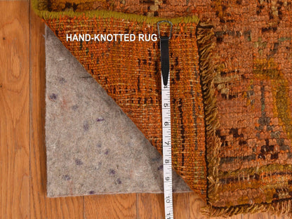Orange 2'1" x 8'3" Antique Hand knotted Wool Rug - Sku: O078285