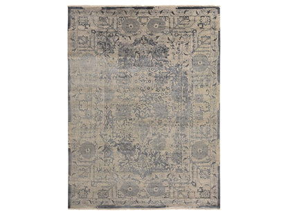 Transitional hand-knotted wool/silk rug in Brown, 9'1" x 12'0", SKU O078288